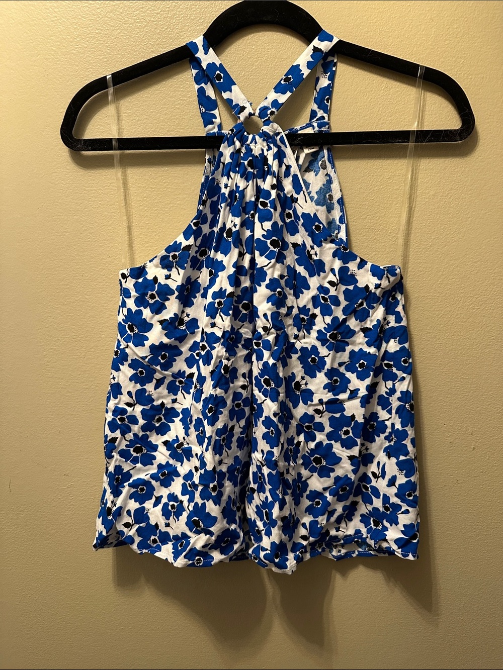 miami Blue and White Floral Halter Camisole